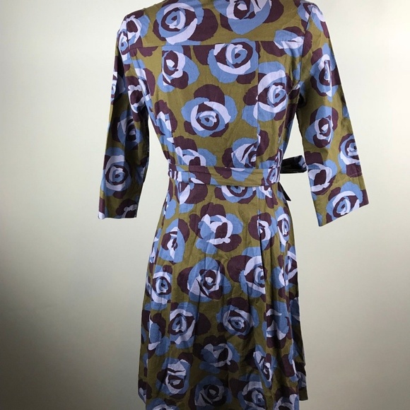 Boden Riviera Floral Shirt Dress Roses Belt Size 4 - Picture 4 of 8